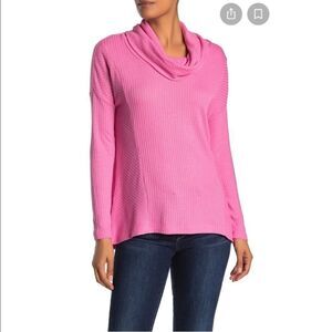 Catherine Malandrino Pink Waffle Weave Tunic Top